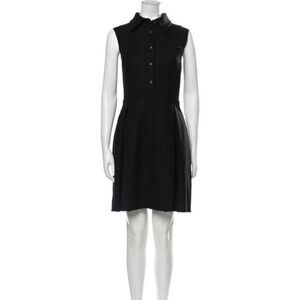 MIU MIU Black Virgin Wool Knee-Length Dress